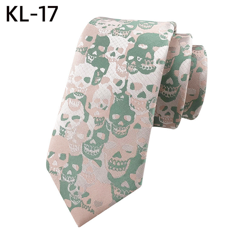 6Cm Narrow Skull Halloween Tie