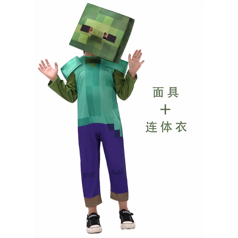 Minecraft Steve Cosplay Costume For Kids Halloween Stage Performance