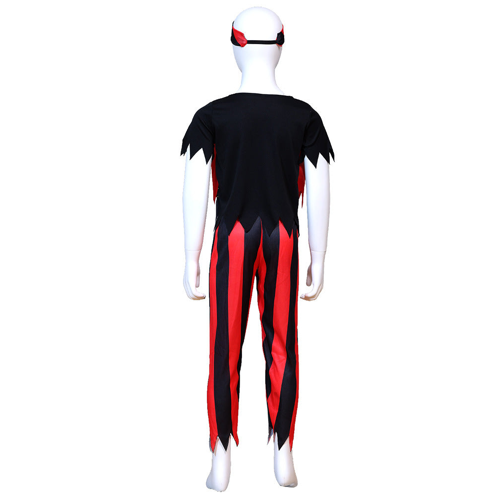 Kids Halloween Pirate Costume With Skull Print For Cosplay