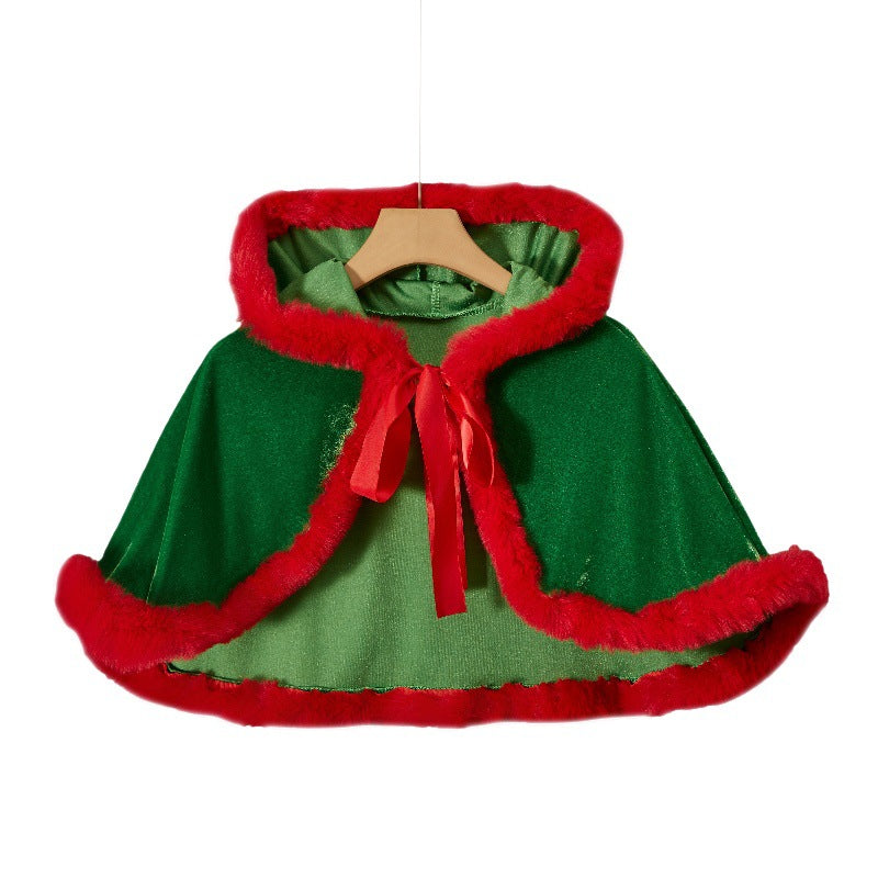 Rabbit Fur Hooded Christmas Cloak Party Costume