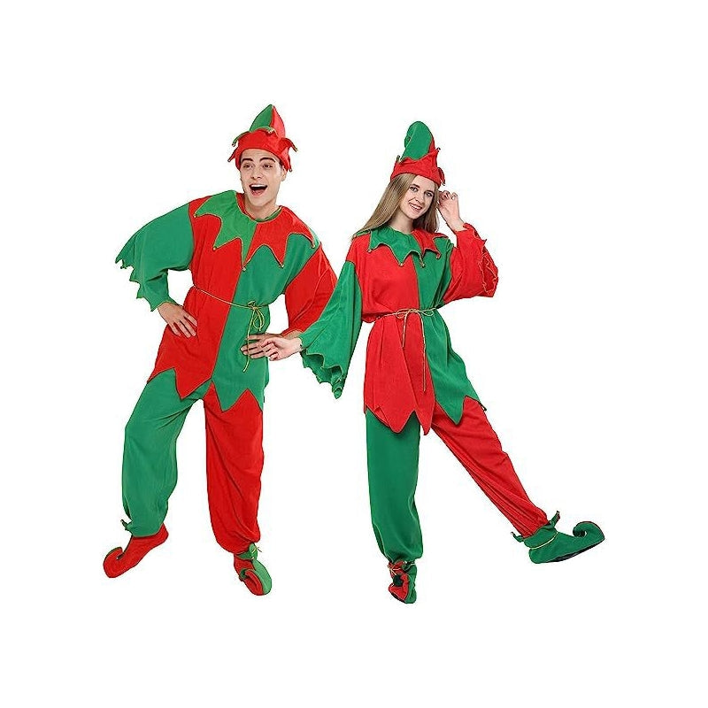 Christmas Children's Elf Costume Green Clown Outfit For Boys Girls
