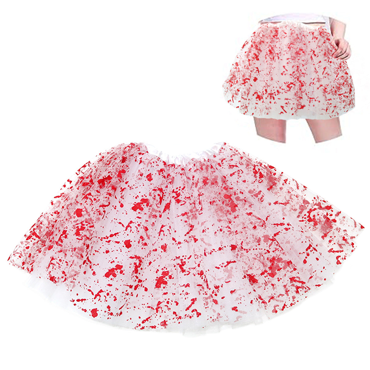 Halloween Blood Red Tutu Skirt Cosplay Costume