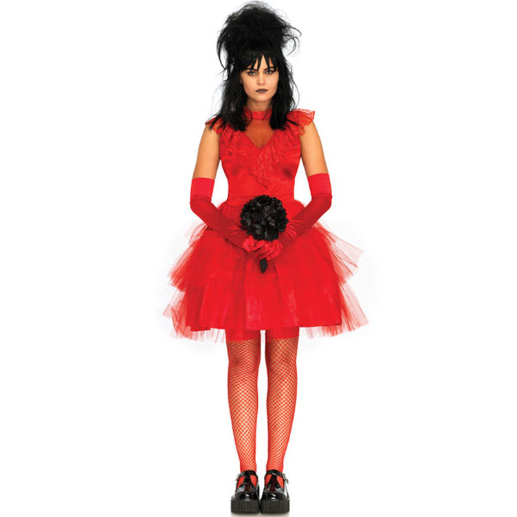 Red Zombie Bride Halloween Costume For Adults S-XL