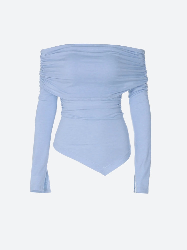 Asymmetric Ruched Off Shoulder Top