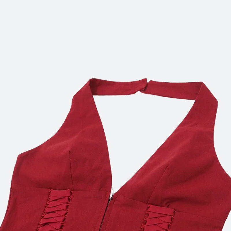 Baddie Zip Up Halter Top