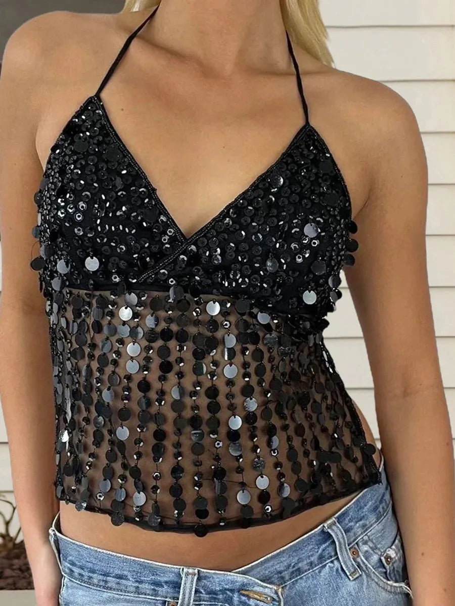 Beaded Backless Top
