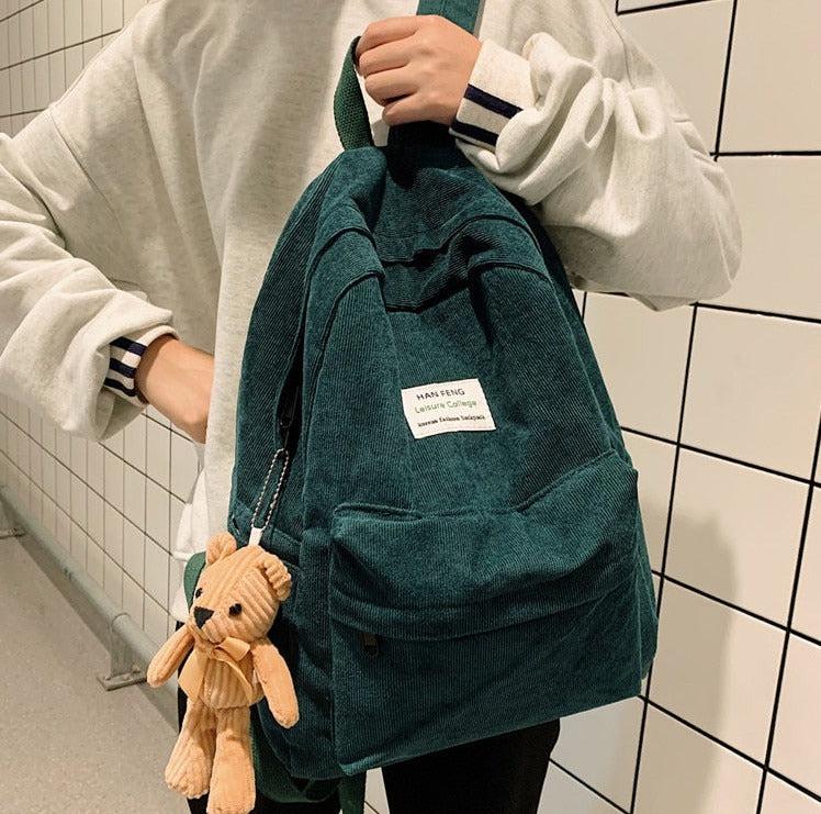 Bear Corduroy School Backpack