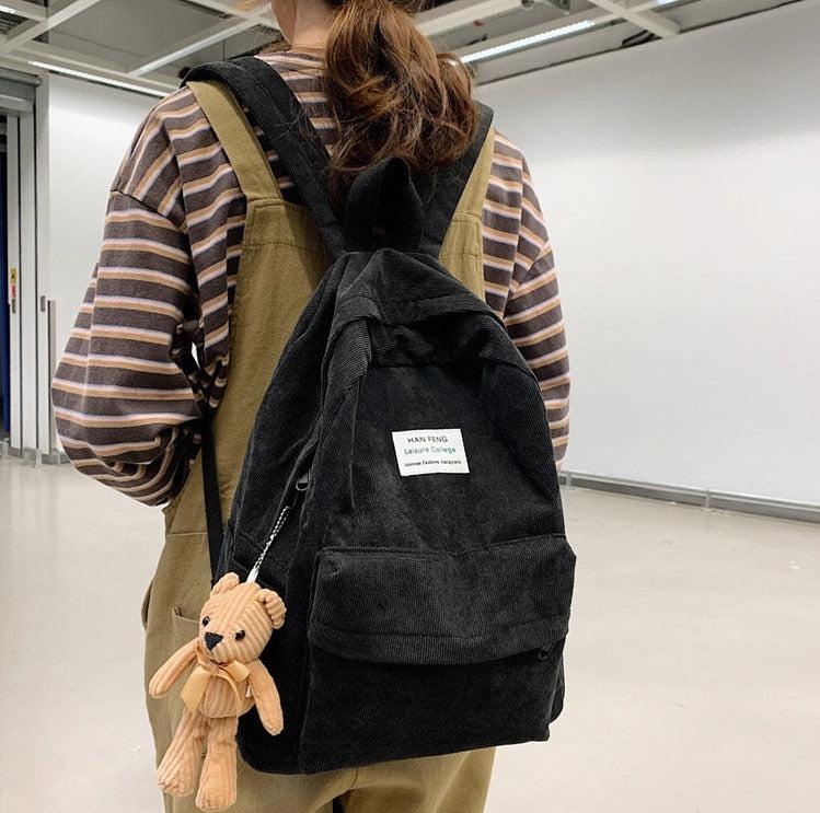 Bear Corduroy School Backpack
