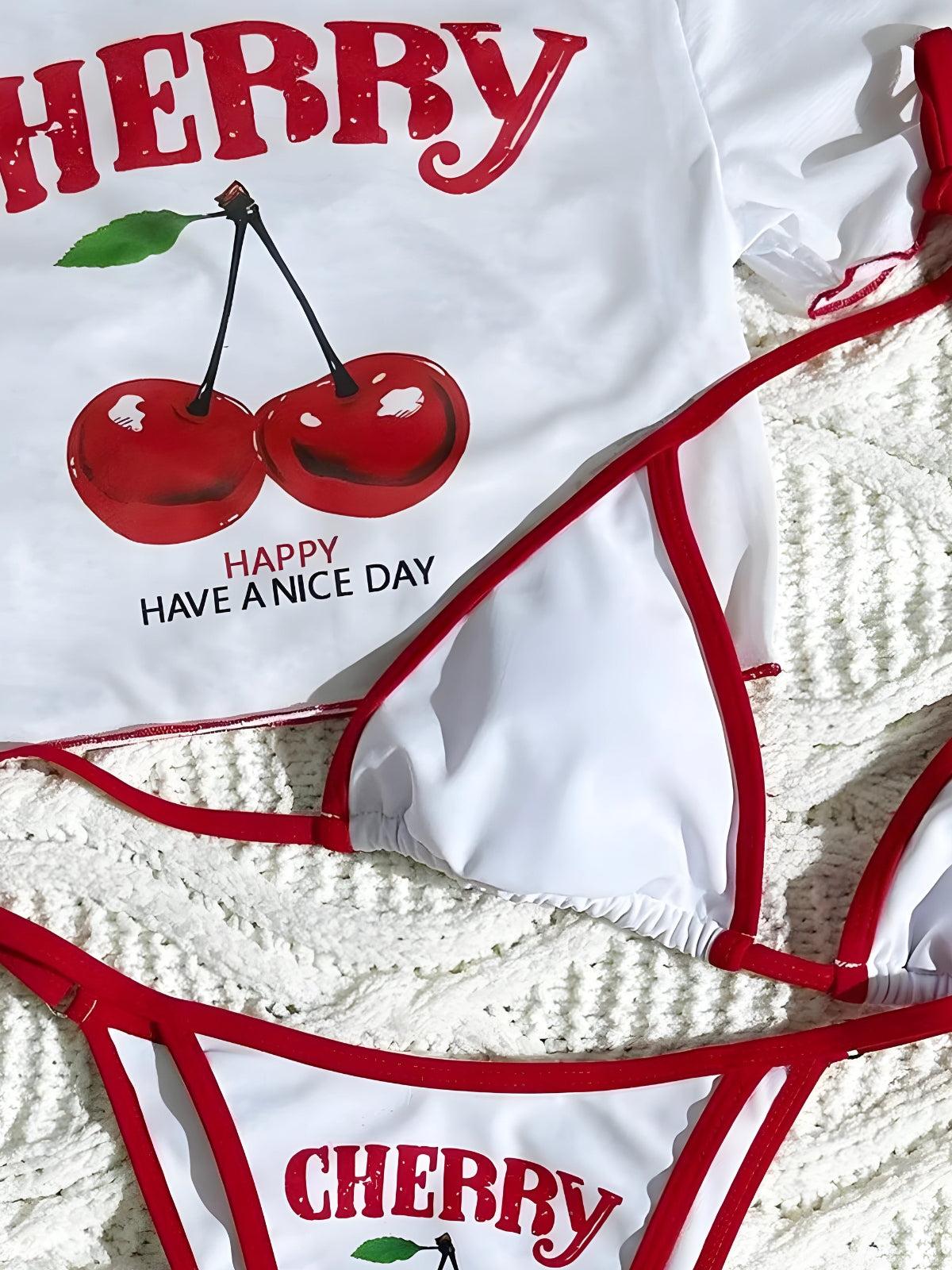 Cherry Crop Top & Bikini Set