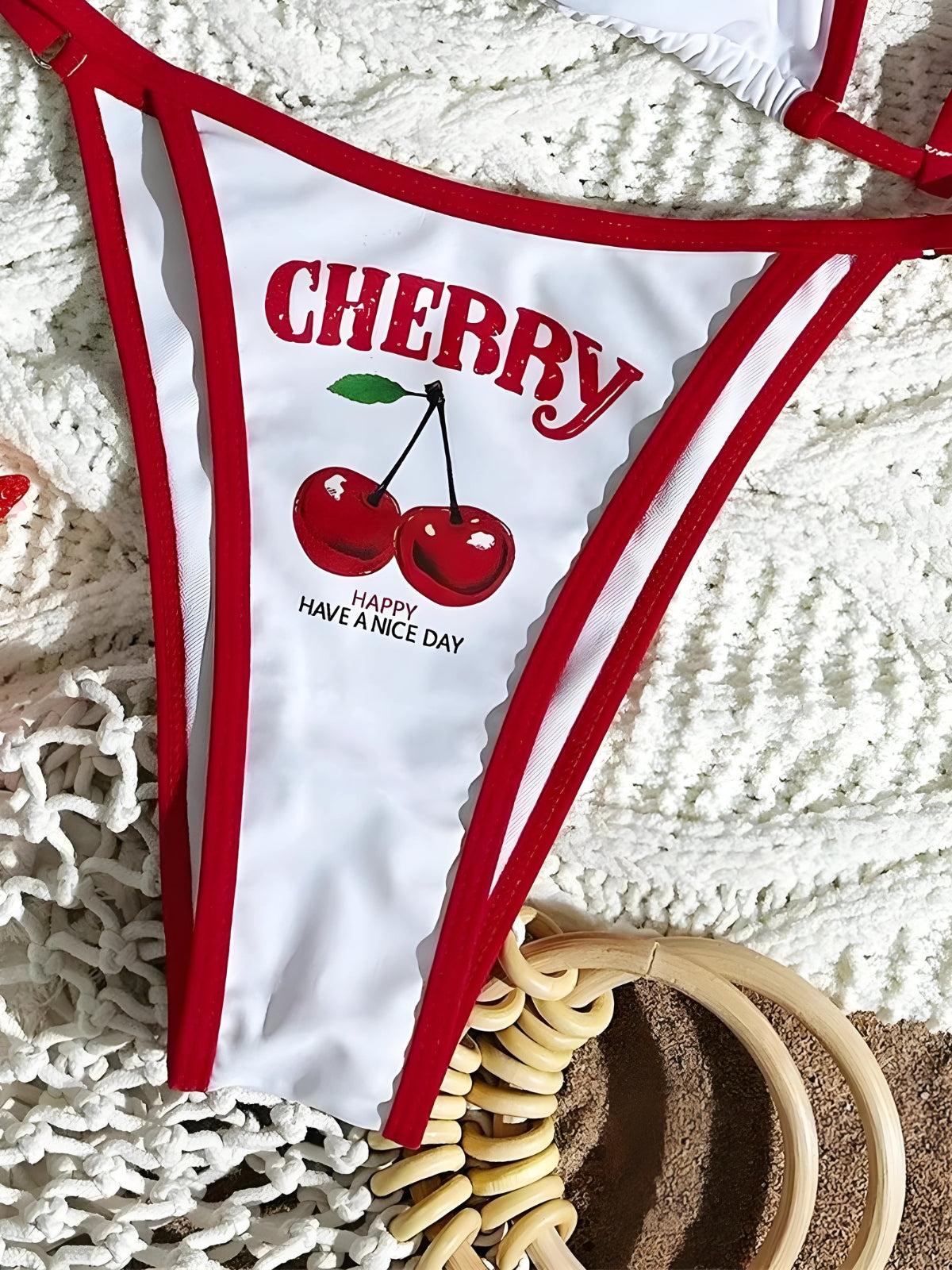 Cherry Crop Top & Bikini Set