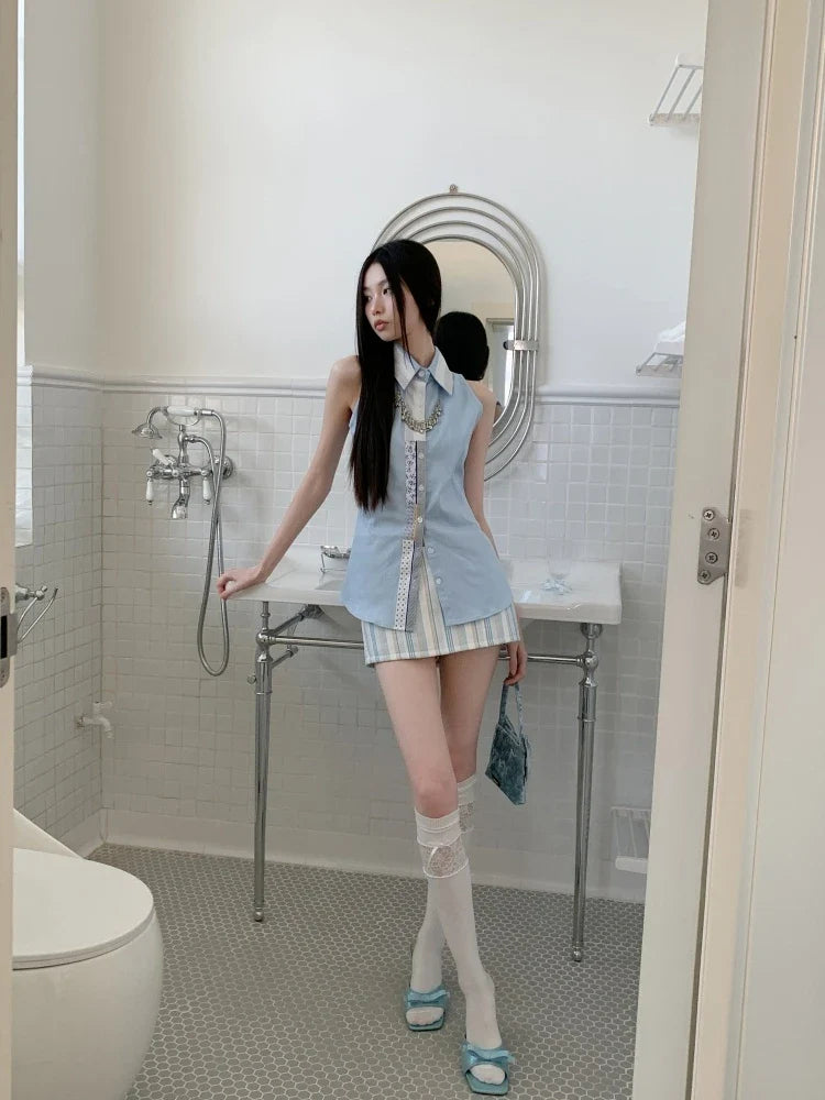 Classic Collar Sleeveless Shirt