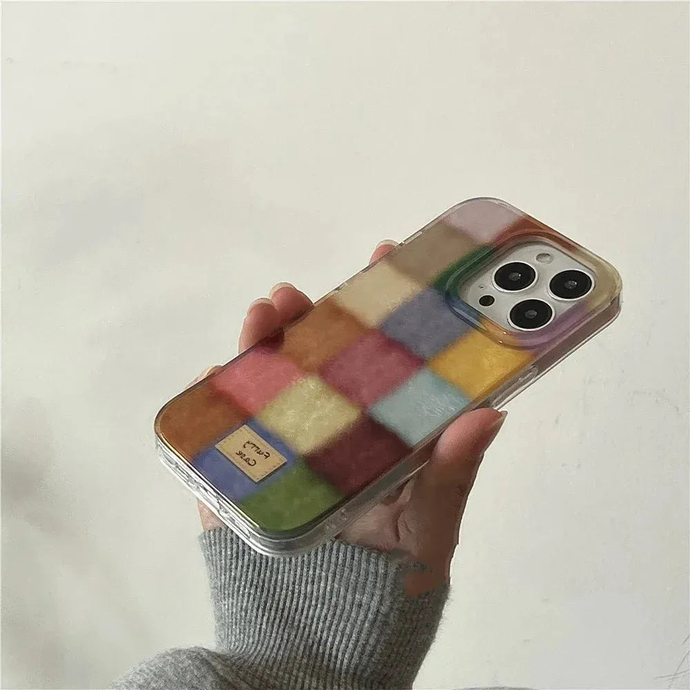 Color Block Checkered Phone Case