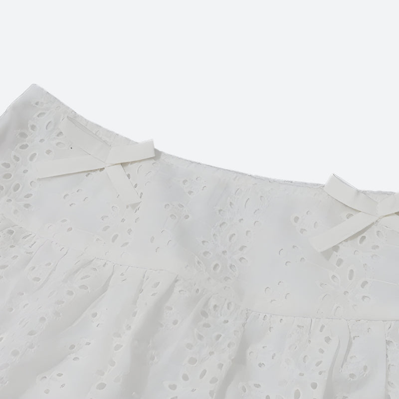 Coquette Broderie Anglaise Top & Mini Skirt Two Piece Set