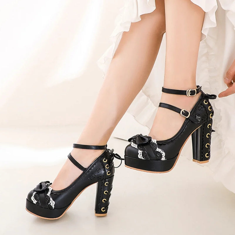 Coquette Lace Up High Heels