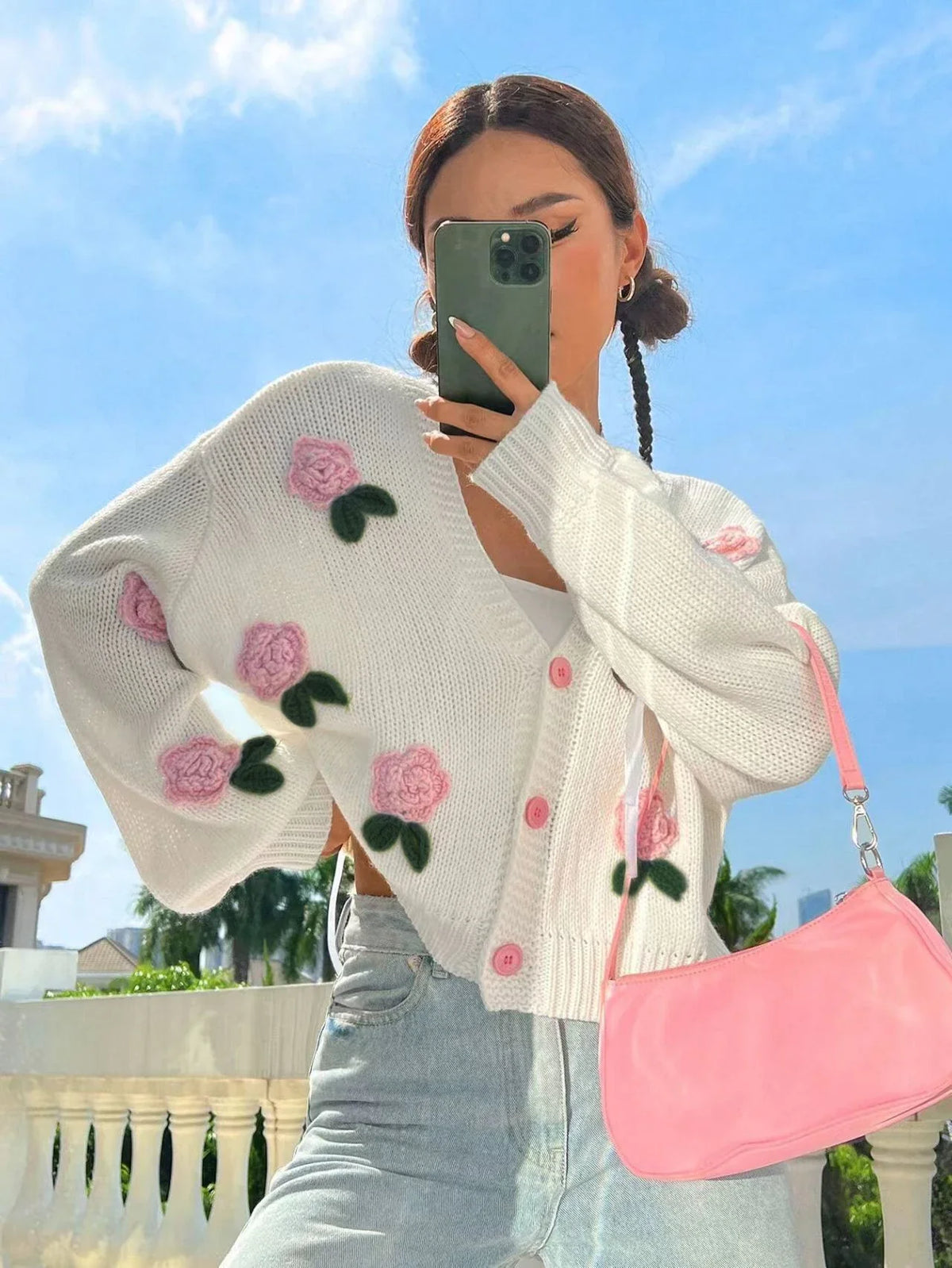 Coquette Rose Knit Cardigan