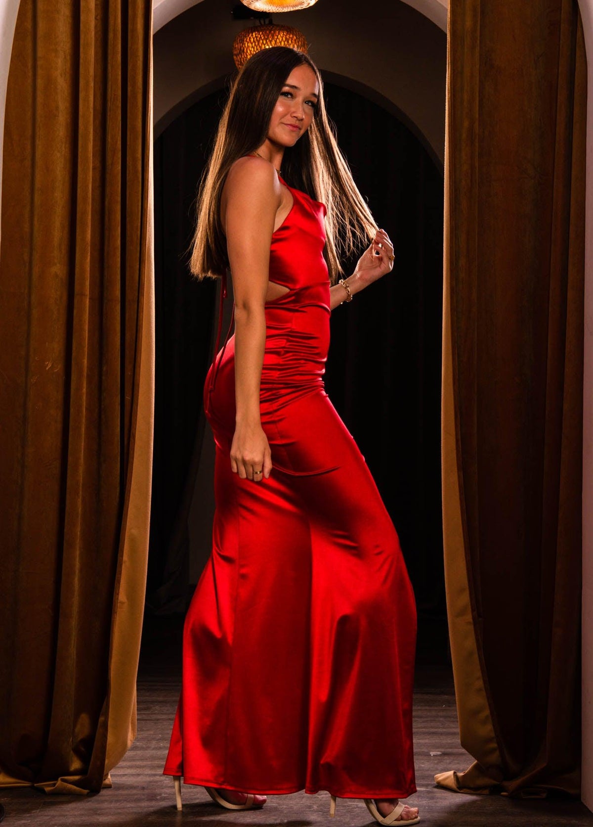 Cowl Neck Right Side Slit  Long Mermaid Dress