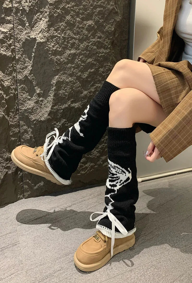 Grunge Butterfly Lace Up Leg Warmers