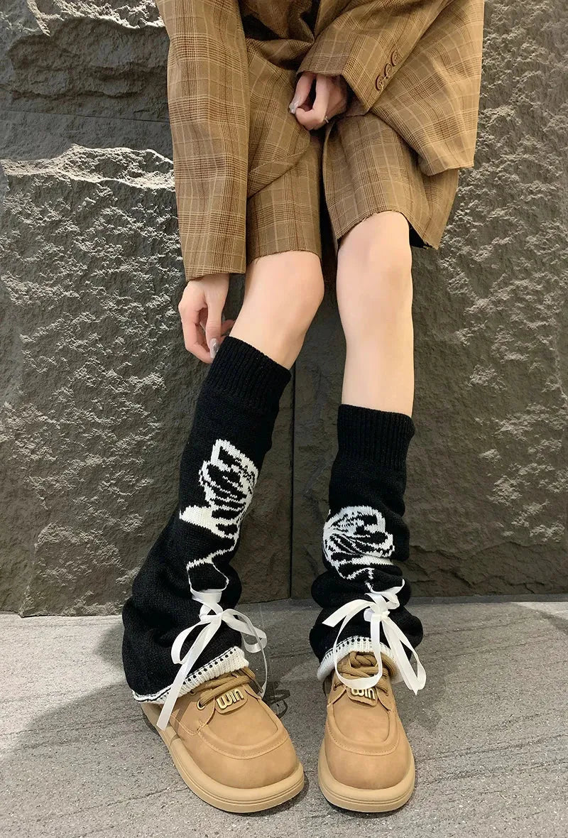 Grunge Butterfly Lace Up Leg Warmers