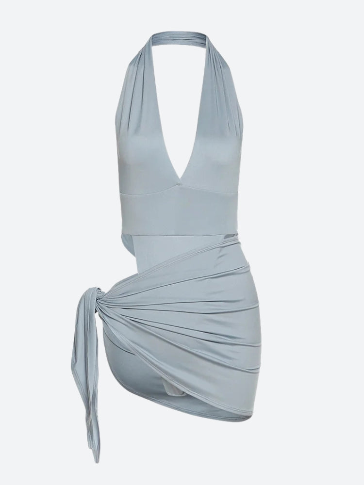 High Cut Swimsuit & Skirt Two Piece Set