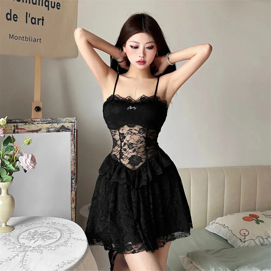 Lace Sheer Mini Dress