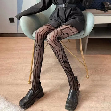 Marble Vein Mesh Tights
