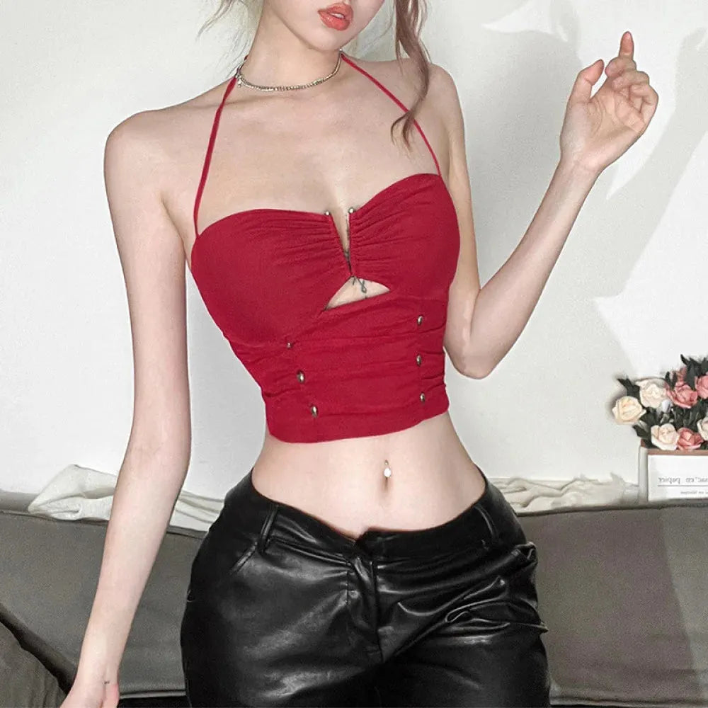 Mesh Halter Neck Crop Top