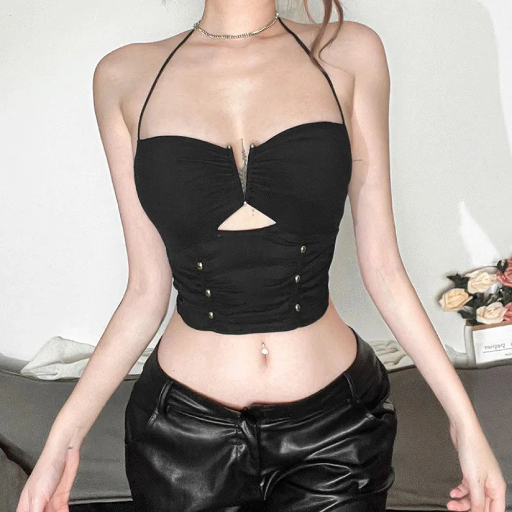 Mesh Halter Neck Crop Top