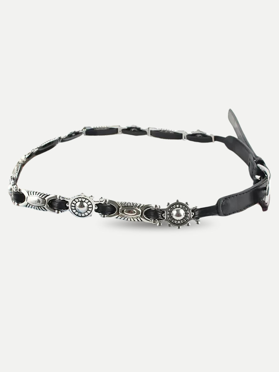 Metal Faux Leather Tiny Belt
