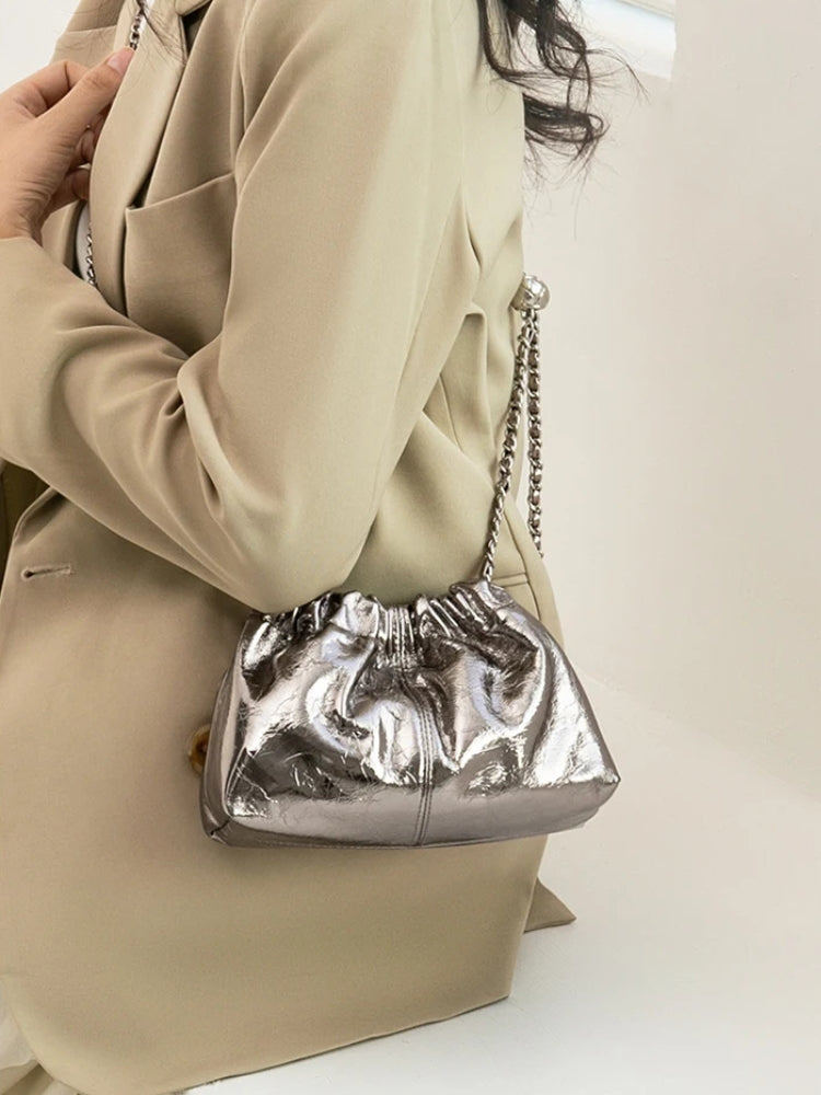 Metallic Ruched Bag