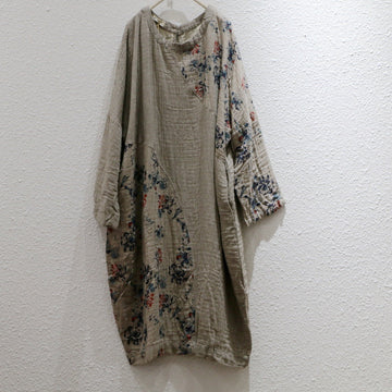 Spring Loose Soft Vintage Ethnic Style Printed Cotton Linen Dresses