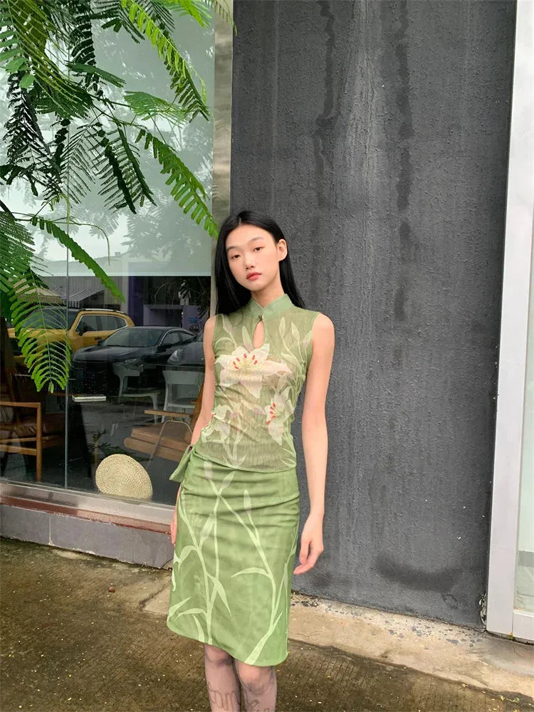 Orchid Top & Midi Skirt Two Piece Set