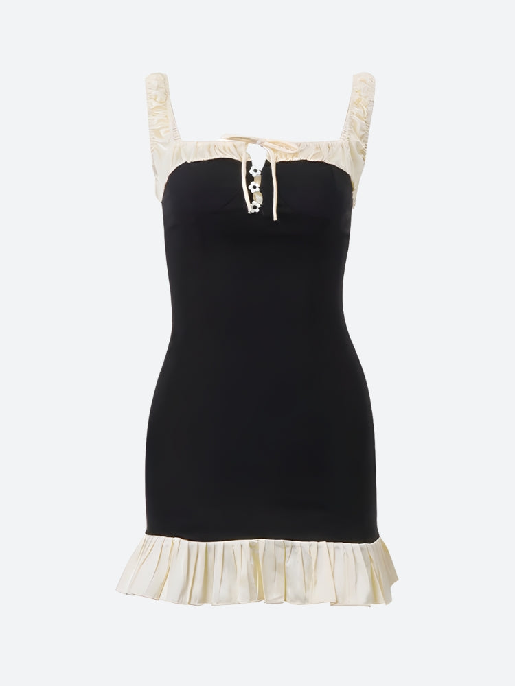 Pleated Hem Mini Dress