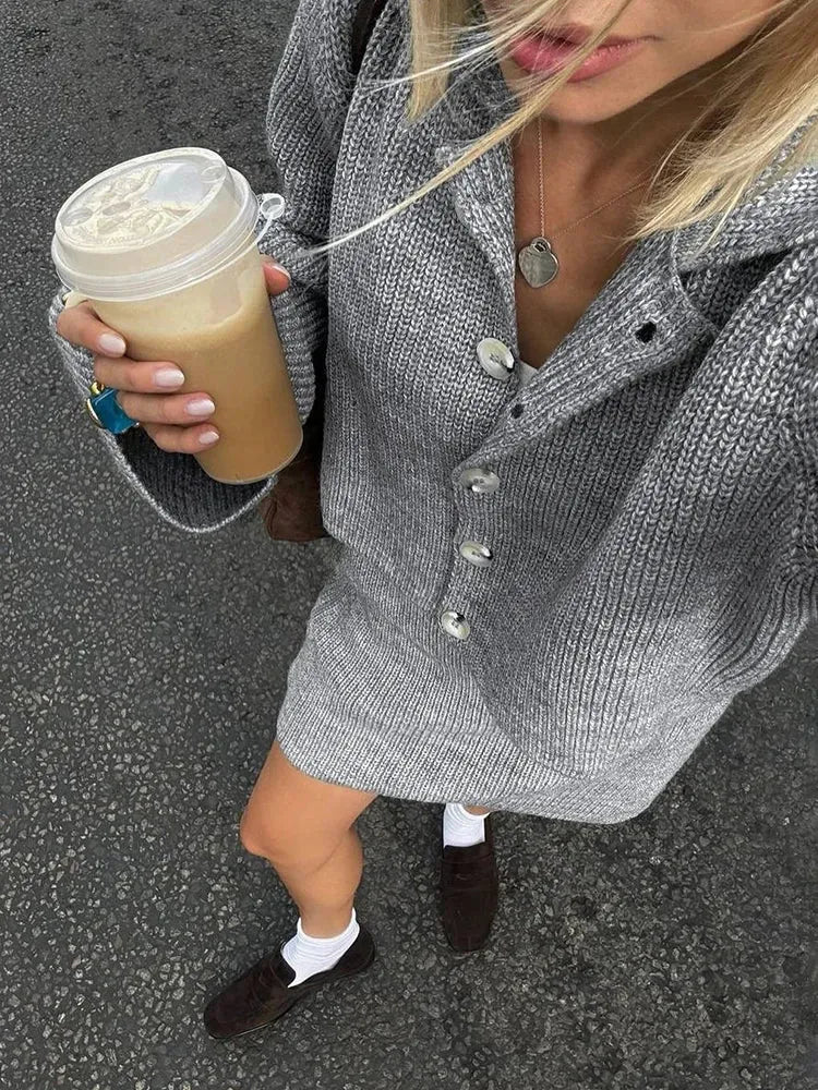 Preppy Knitted Cardigan & Mini Skirt Two Piece Set
