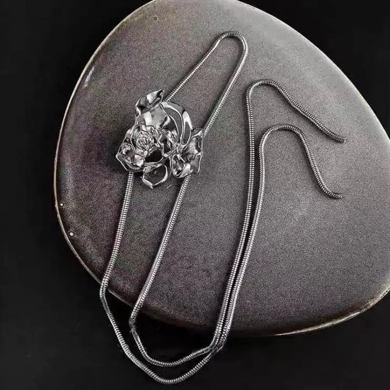 Rose Bolo Lariat Necklace