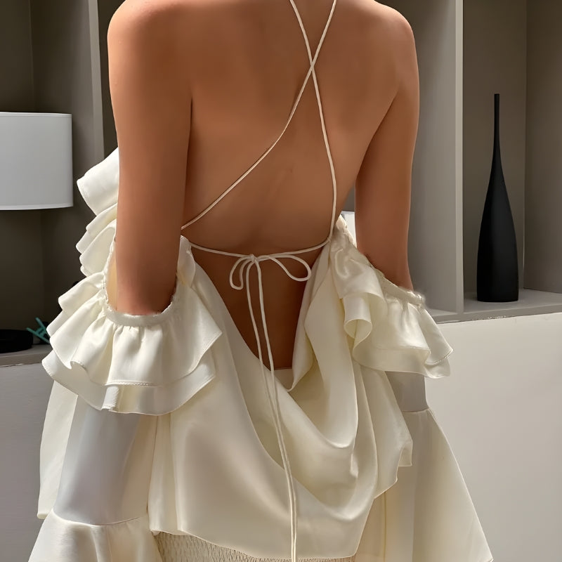 Rose Ruffled Mini Dress