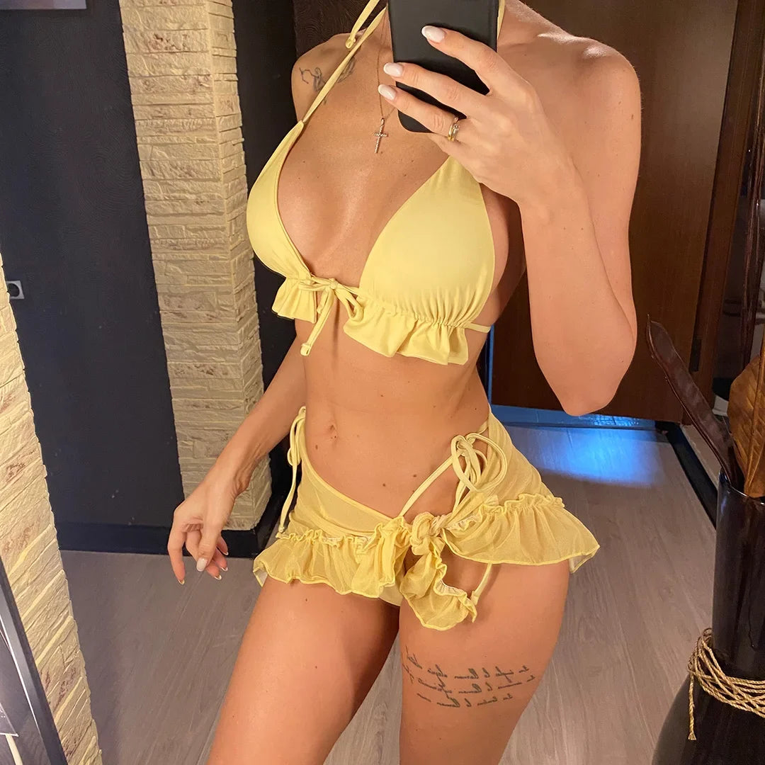 Ruffle Triangle Bikini Set
