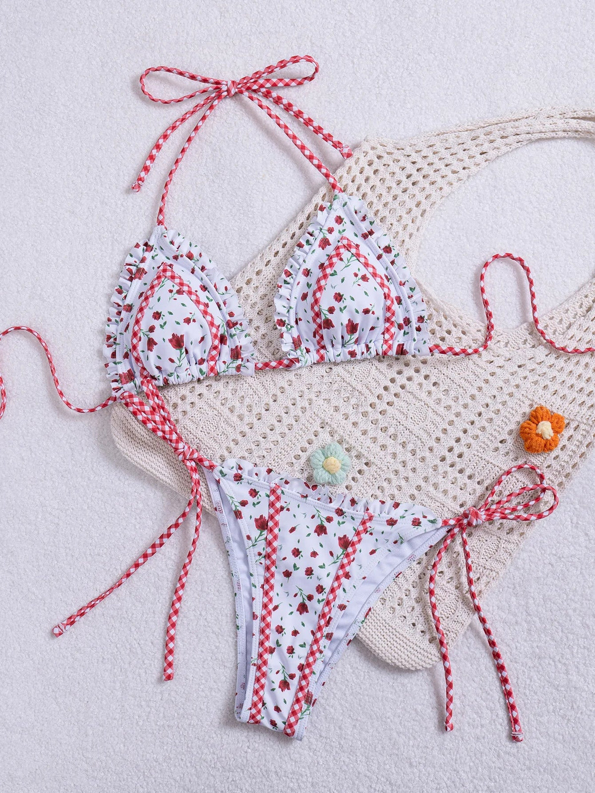 Ruffle Trim Bikini Set