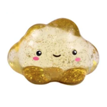 J'adore 3 Inch Glitter Cloud Squishy Fidget Sensory Toy - SILVER/GOLD