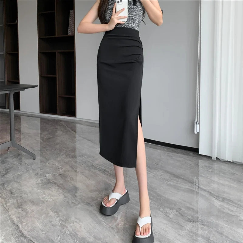 Side Slit Midi Skirt