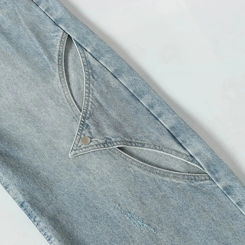Snap Button Cut Out Jeans