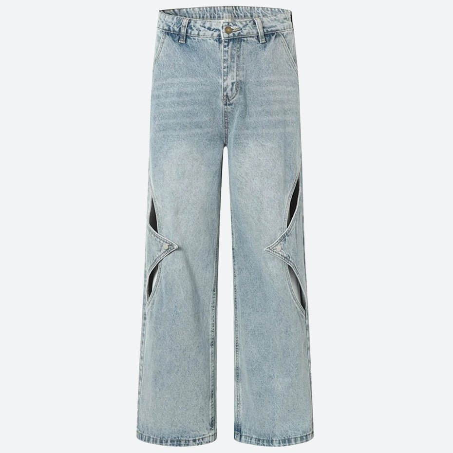 Snap Button Cut Out Jeans