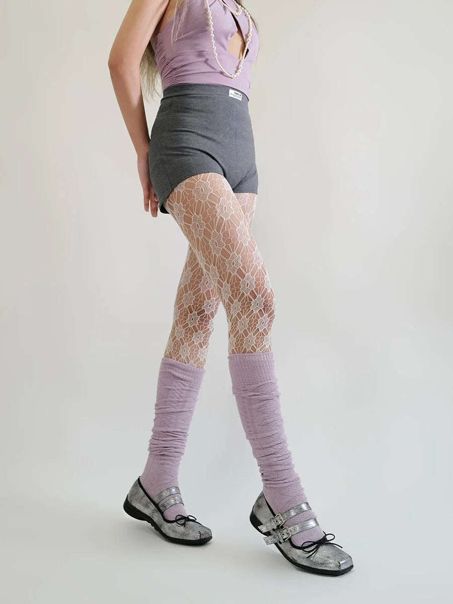 Soft Girl Floral Lace Tights