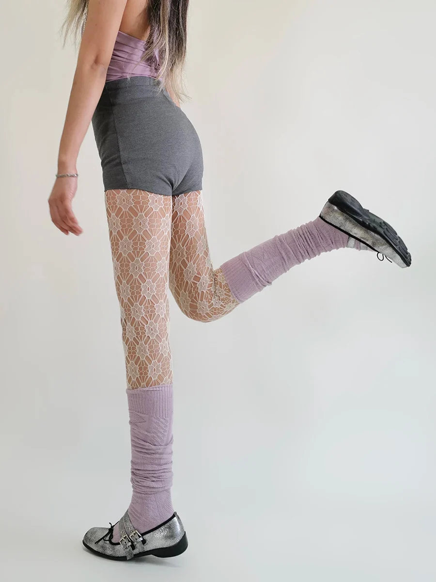 Soft Girl Floral Lace Tights
