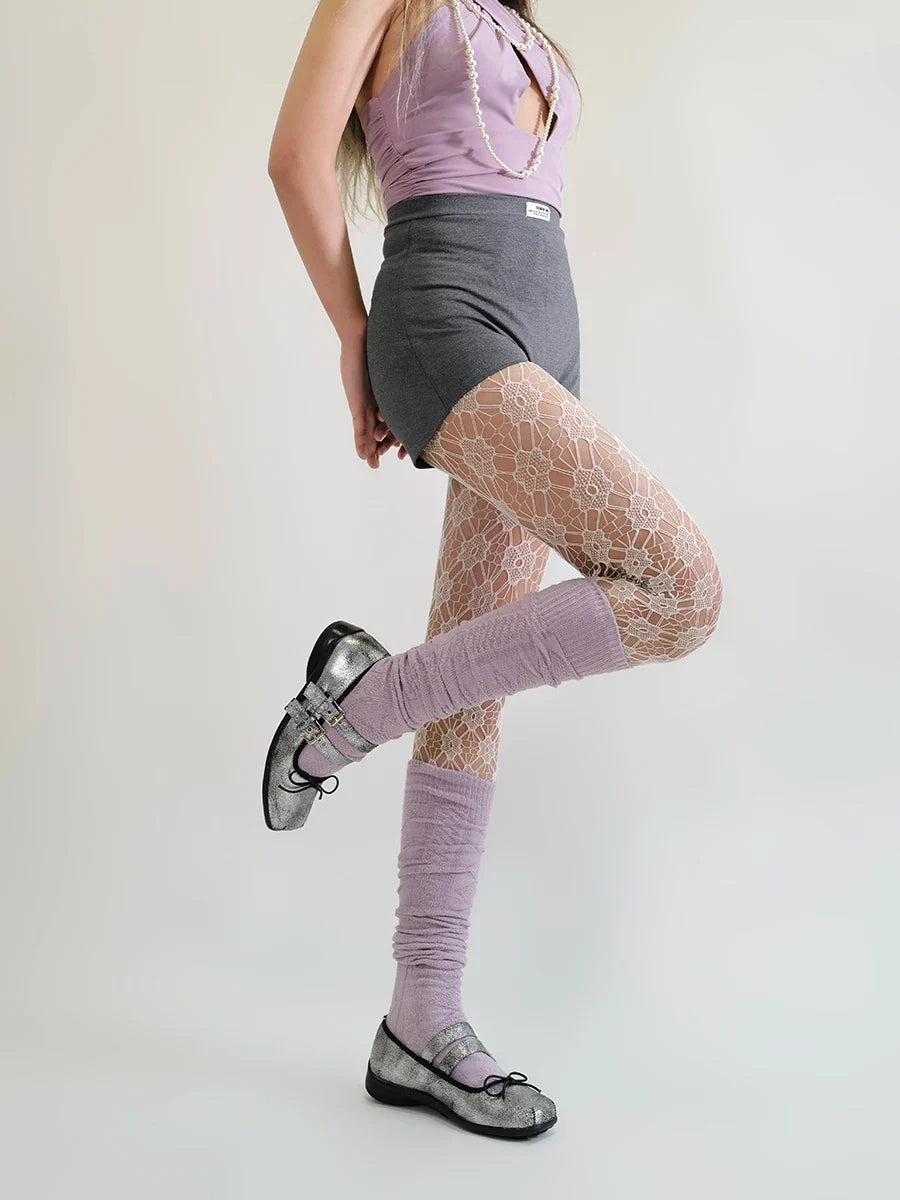 Soft Girl Floral Lace Tights