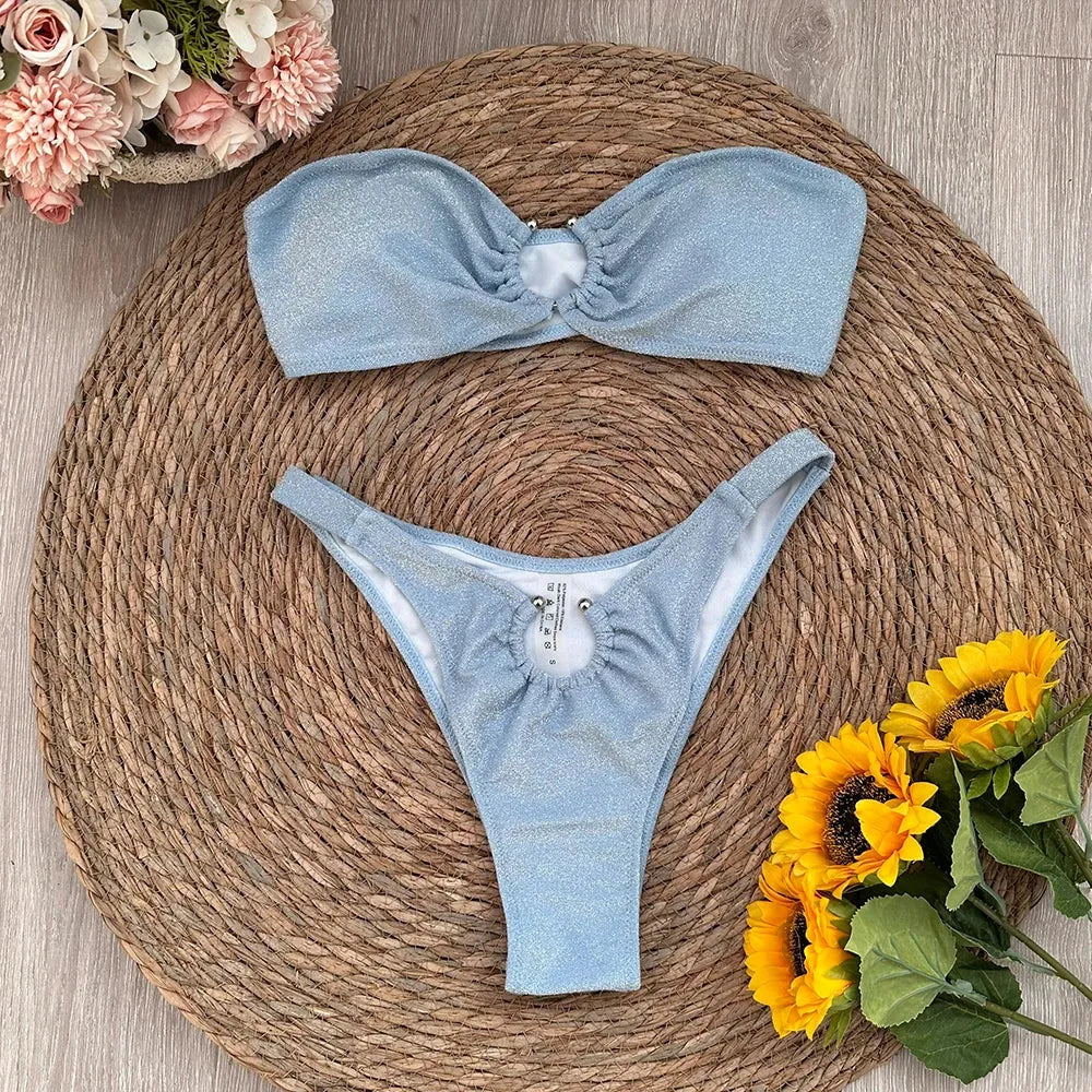 Strapless Pierced Bikini Set