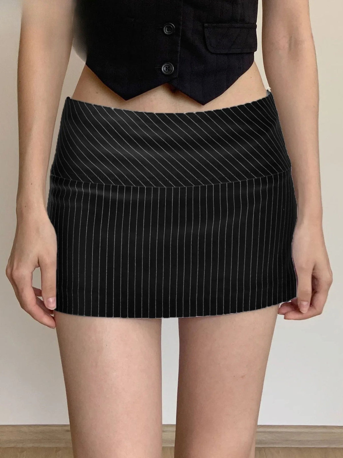 Striped Office Mini Skirt
