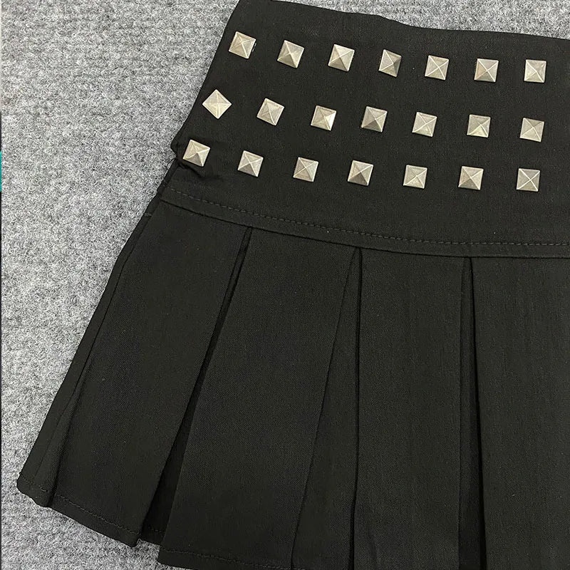 Studded Pleated Micro Skirt