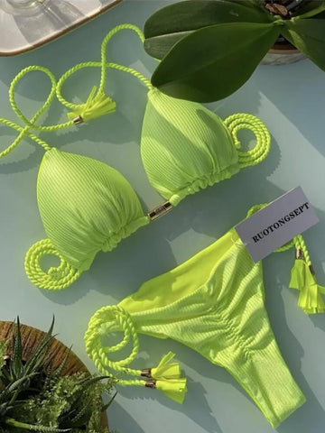 Tassel Tie Bikini Set