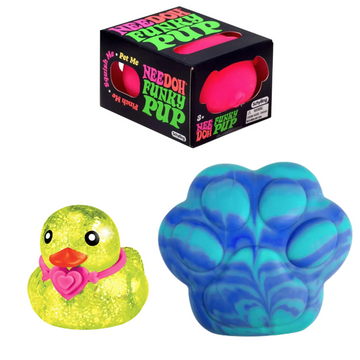 Nee Doh Bundle: Funky Pup + Orb Jumbo Easy Sqweezy Paw + Ja-Ru Lovey Ducky