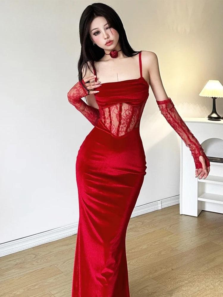 Velvet Lace Maxi Dress